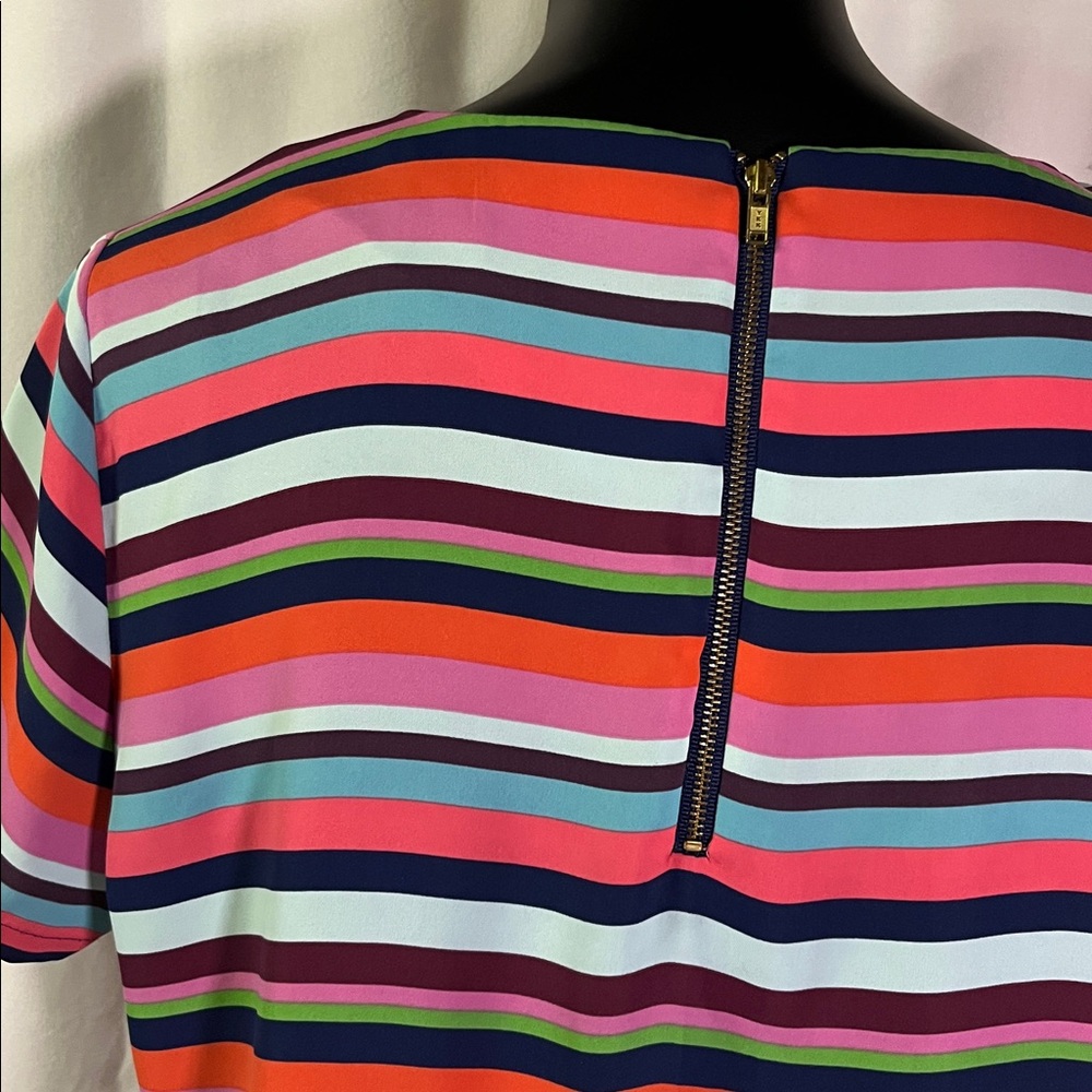 Cynthia Rowley Multicolor Striped Short Sleeve Shift Dress - Picture 10 of 16